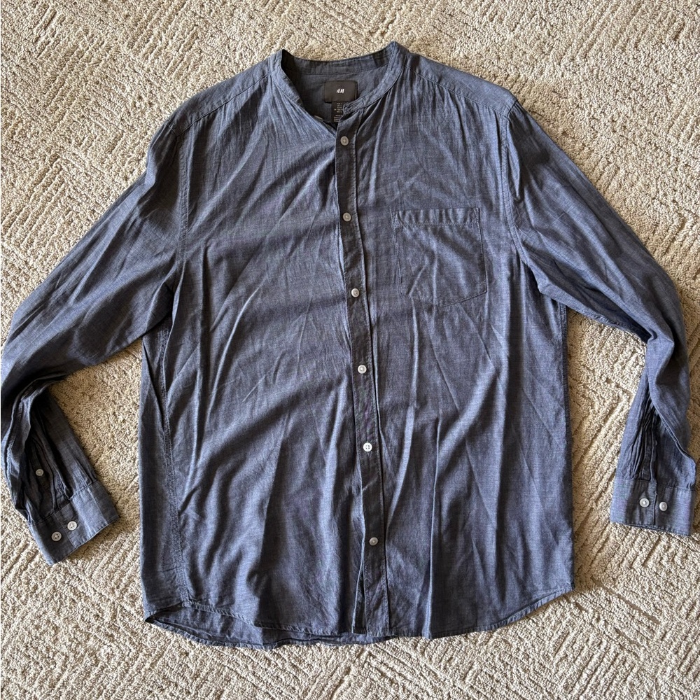 H&M Charcoal Casual Button-Down Shirt